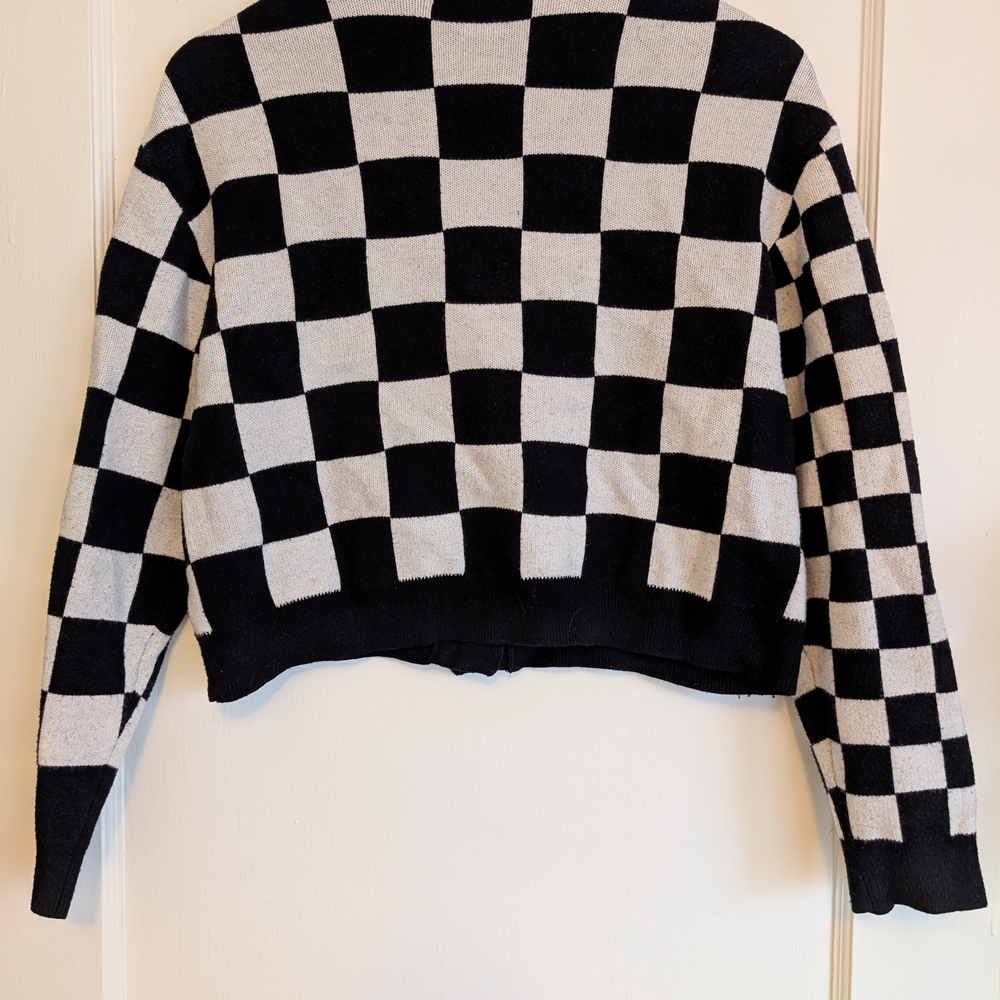Streetwear Society Black and White Checkered Cardigan - Picture 2 of 3